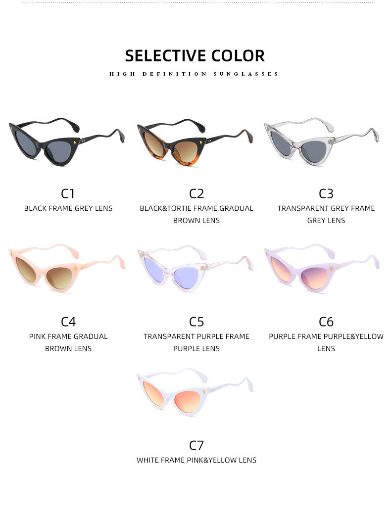 Dame Cat-Eye solbriller med speilte linser og elegant detalj Skanto