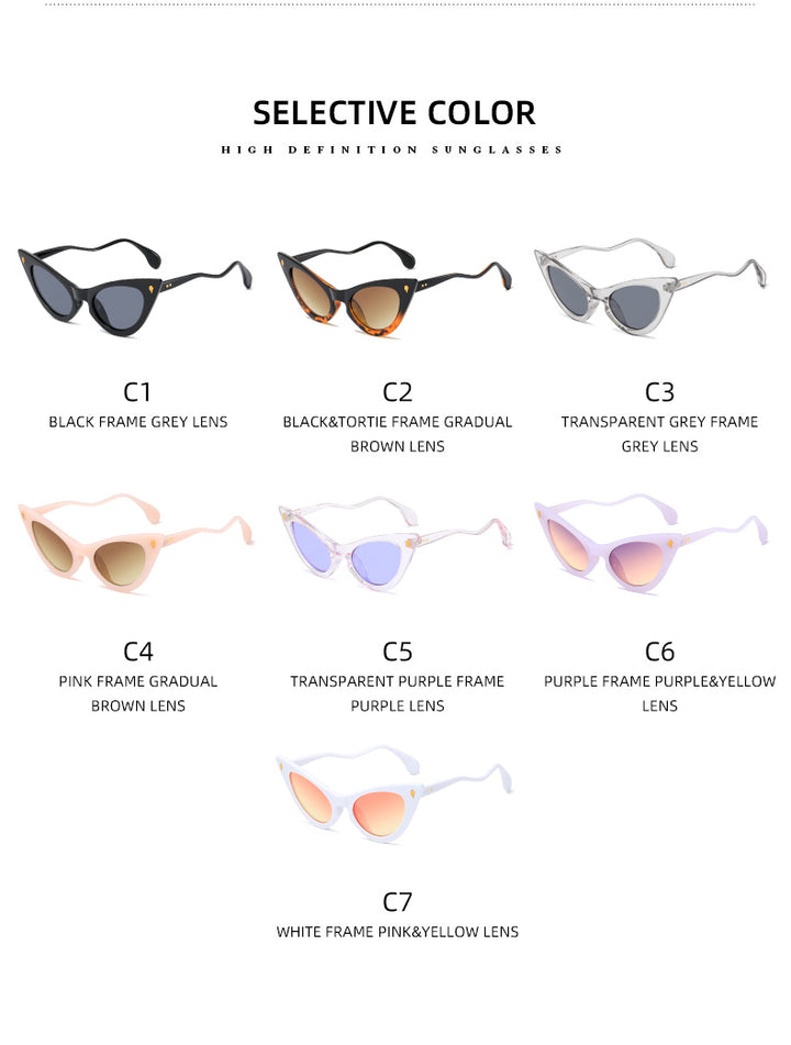 Dame Cat-Eye solbriller med speilte linser og elegant detalj Skanto