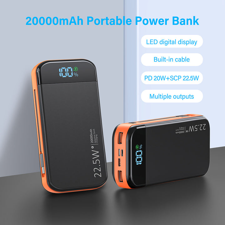Powerbank med integrert digital batteriindikator og flertall hurtigladefunksjon Skanto