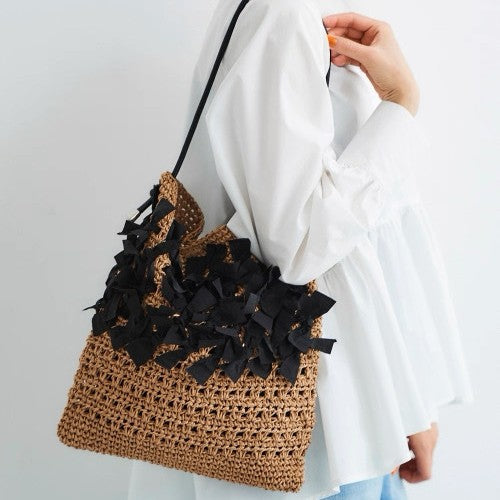 Handmade beach bag with decorative bows Skanto