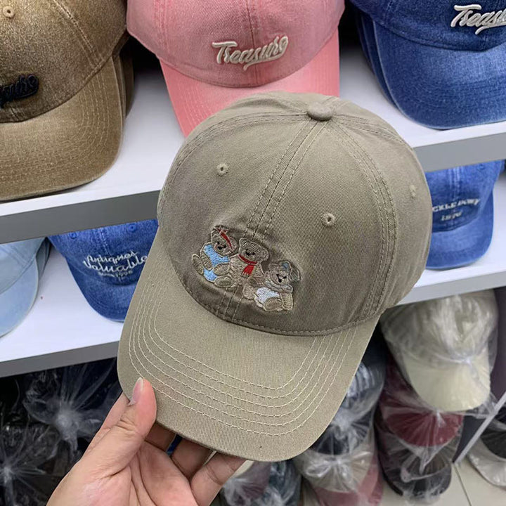 Kvinne Casual Brodert Teddy Bear Baseball Cap Skanto