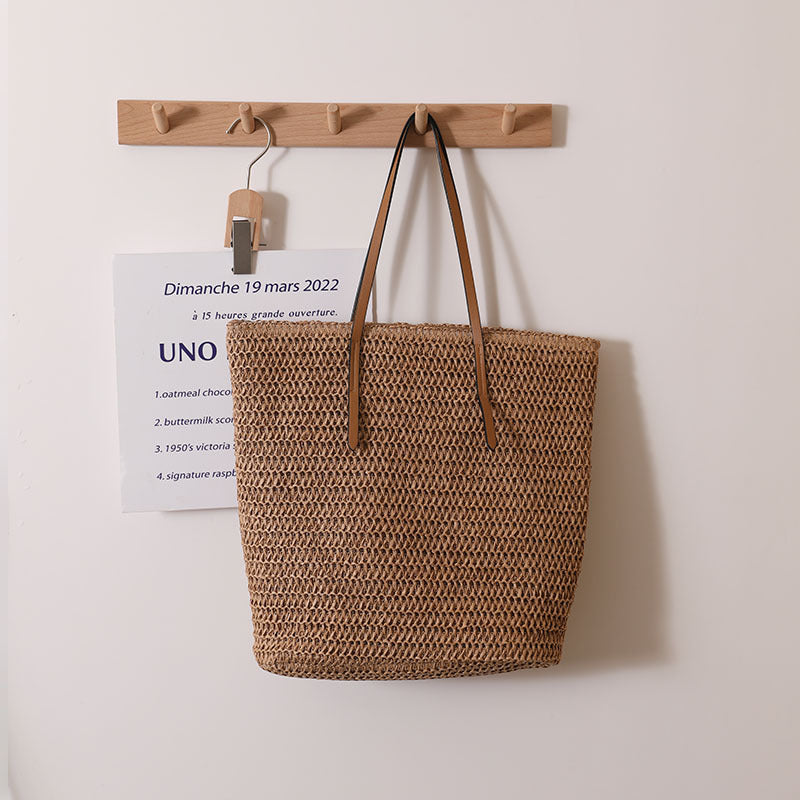 Braided shopper with elegant leather handles Skanto