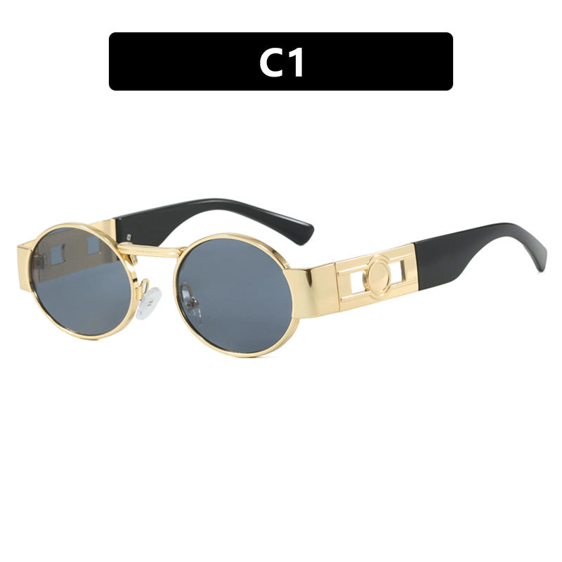 Women's round sunglasses with modern metal frame and UV protection Skanto