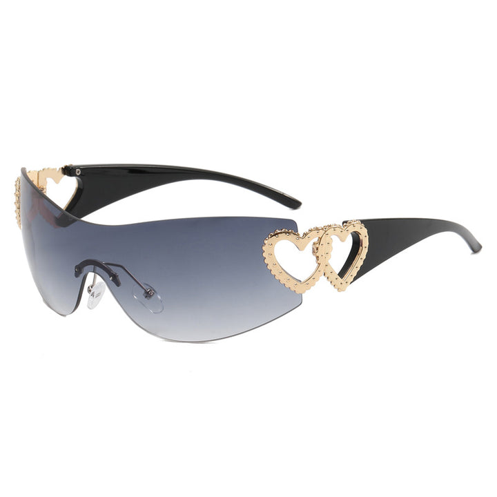 Dame Fashion-solbrille med hjerte-applikasjoner Skanto