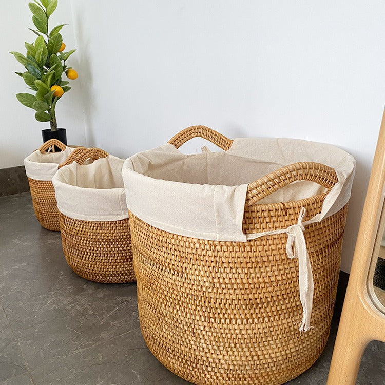 Damer Elegant håndfl woven kurv med praktiske håndtak Skanto
