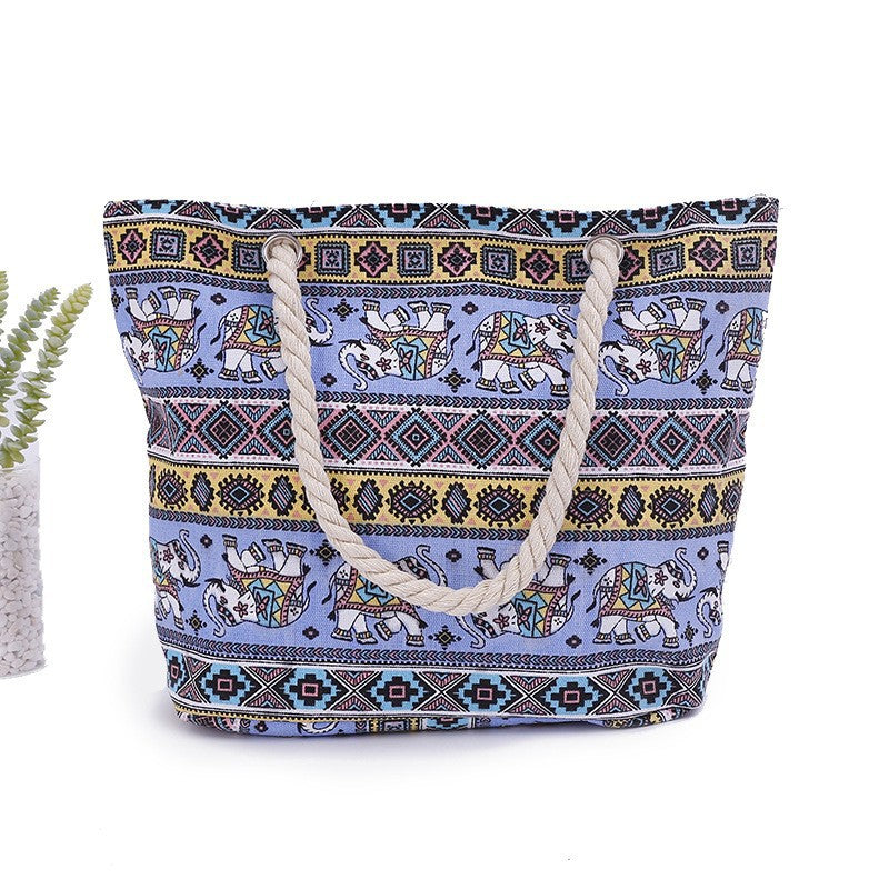 Stor og Fargerik Strandbag med Mandala-Mønster Skanto
