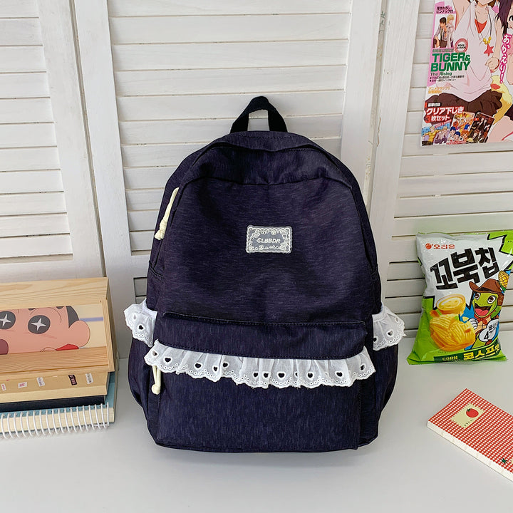 Elegant Ruffled Lace Skolesekk