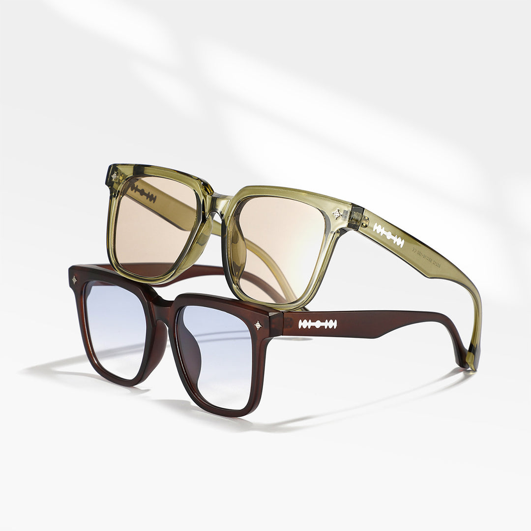 Dame modische firkantet solbrille med stilfullt skjoldpatt-design Skanto