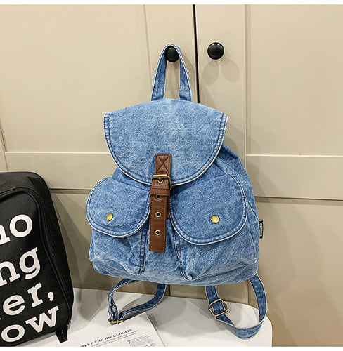 Klassisk Denim Skole Ryggsekk