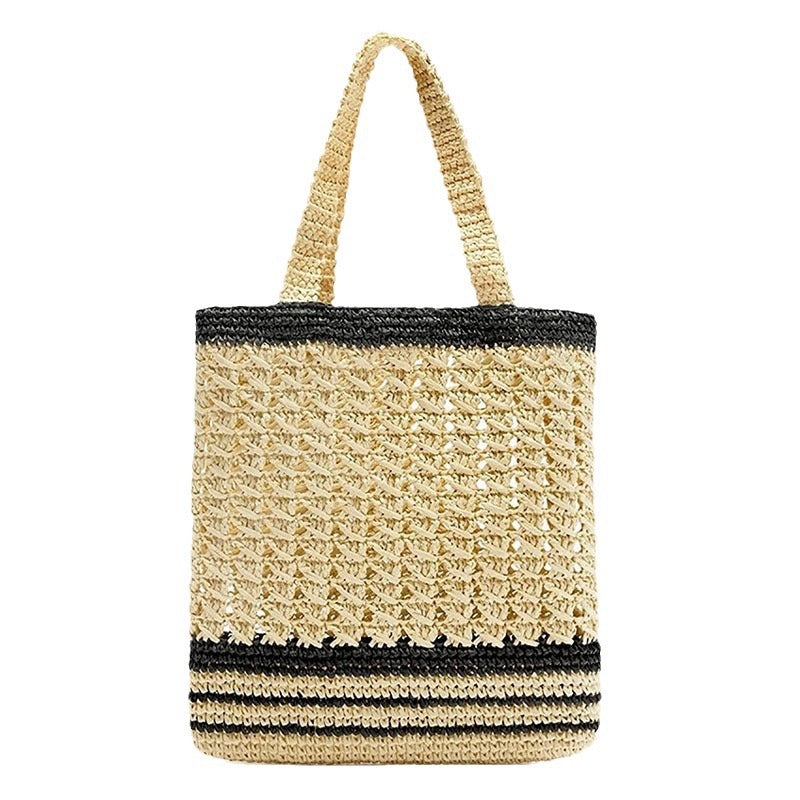 Handmade basket bag with modern stripe pattern Skanto