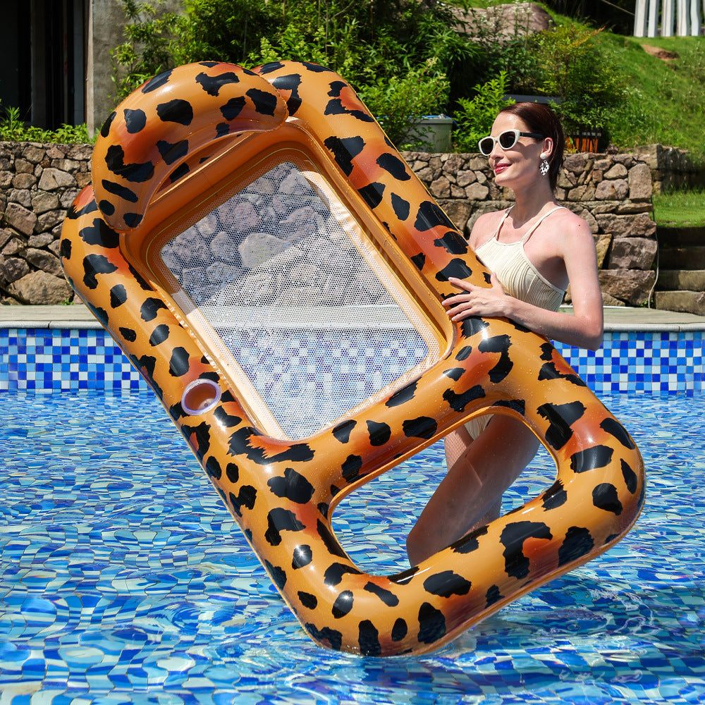 Unisex oppustbar leopard svømmering med integrert drikkholder Skanto