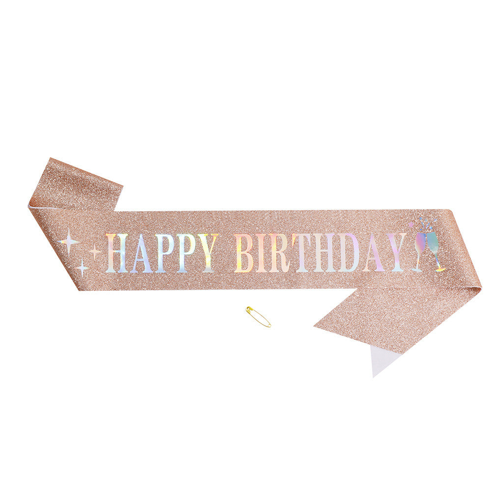 Damer Glitrende Hårbånd med "Happy Birthday"-påskrift Skanto