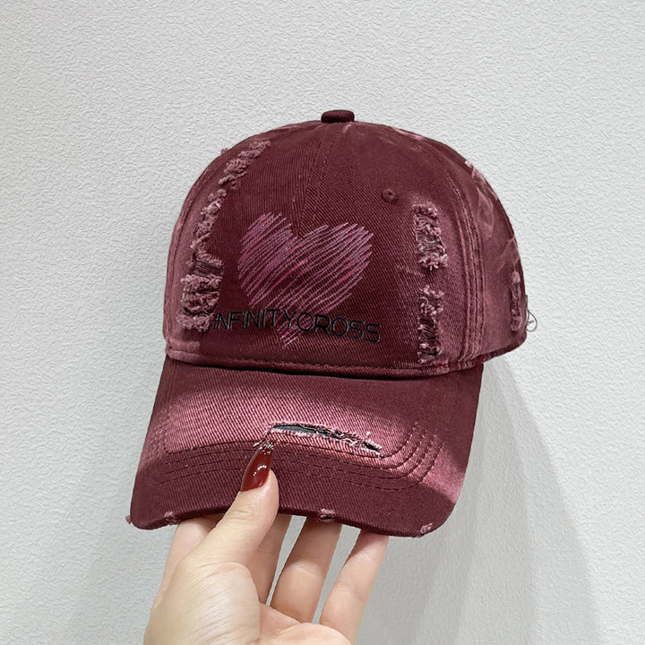 Kvinnenes Slitt Hjerte Brodert Baseball Cap Skanto