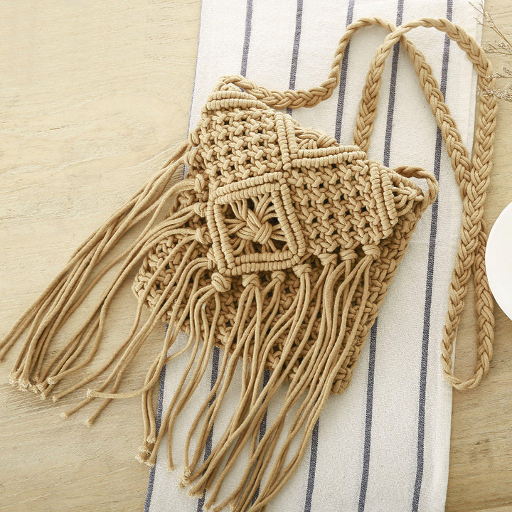 Macrame crossover bag with elegant fringe detail Skanto