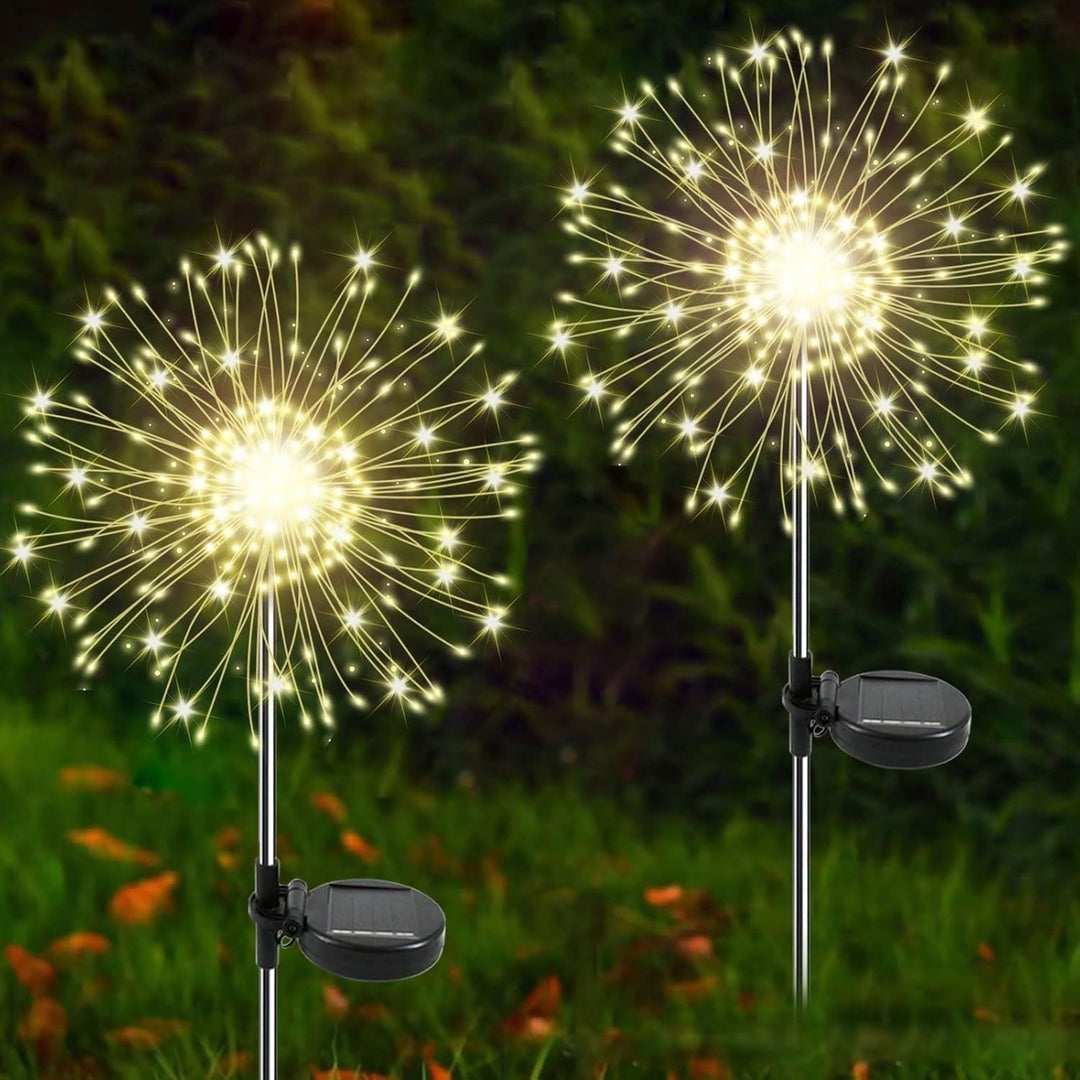 Solar Firework Hage Stake LED Starburst Lys Med Telekopisk Rustfritt Stake Skanto