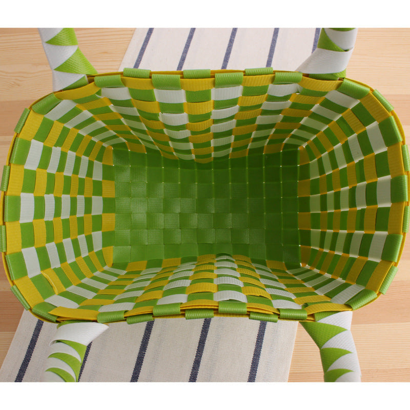 Woven Handbag with Plaid Pattern Skanto