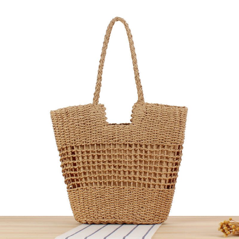 Net Tote Bag in Natural Woven Basket Skanto