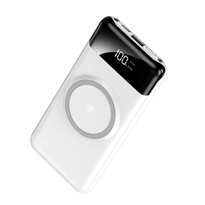 Bærbar powerbank med trådløs ladingsfunksjon og multifunksjonskabel Skanto