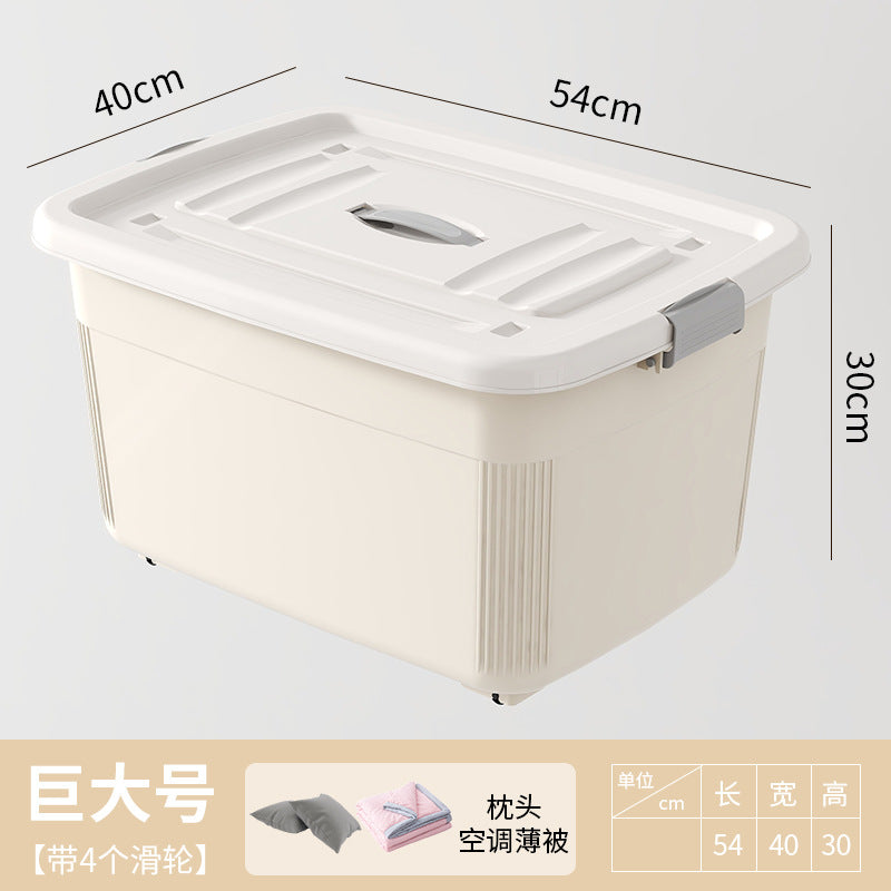 Women's Multifunctional Storage Box with Wheels and Secure Lid Skanto