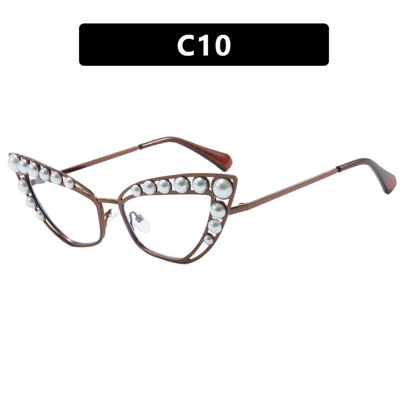 Women's Cat-Eye Sunglasses with Exclusive Pearl Embellished Frame Skanto