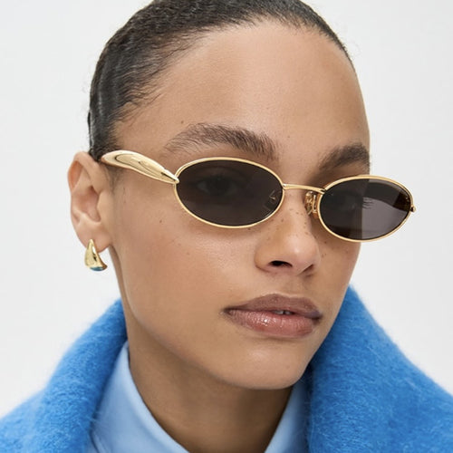 Women's Fashionable Oval Frame Sunglasses with Glittering Details Skanto