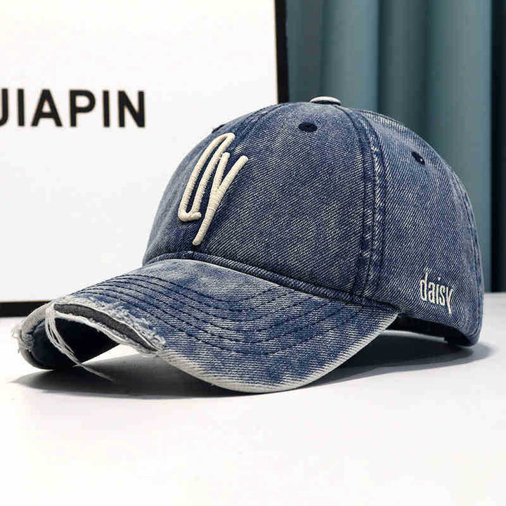Kvinne Slitt Denim Brodert Baseballcap Skanto