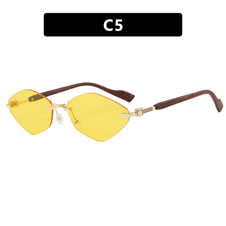 Women's geometric sunglasses with luxurious wood arms and polarized lenses Skanto