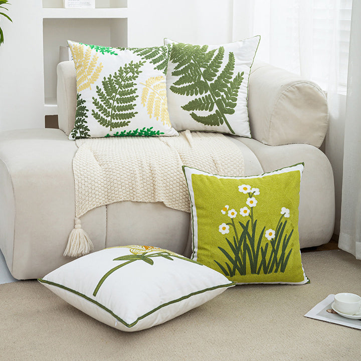 Women Decorative Cushion Cover with Fine Floral Embroidery Skanto
