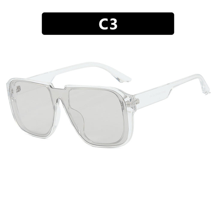 Women's trendy square sunglasses with transparent green frame and protective UV filter Skanto