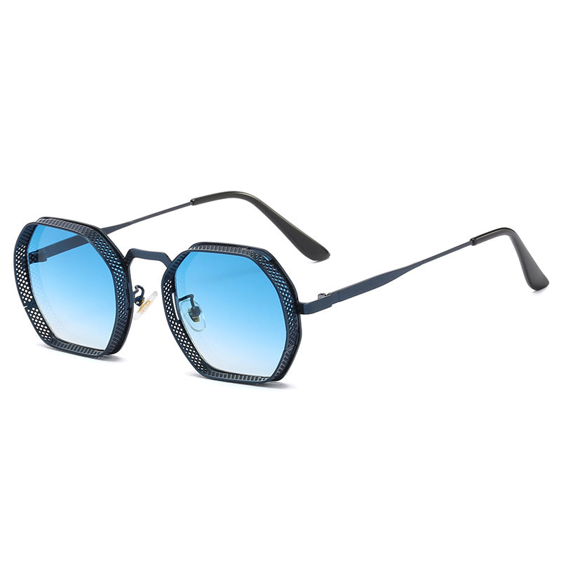Dame solbrille med unik oktagonal metallramme Skanto
