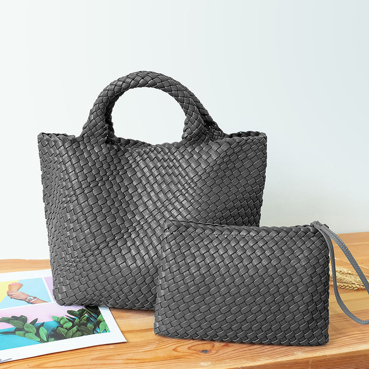 Elegant Flettet Håndveske med Avtagbar Clutch Skanto