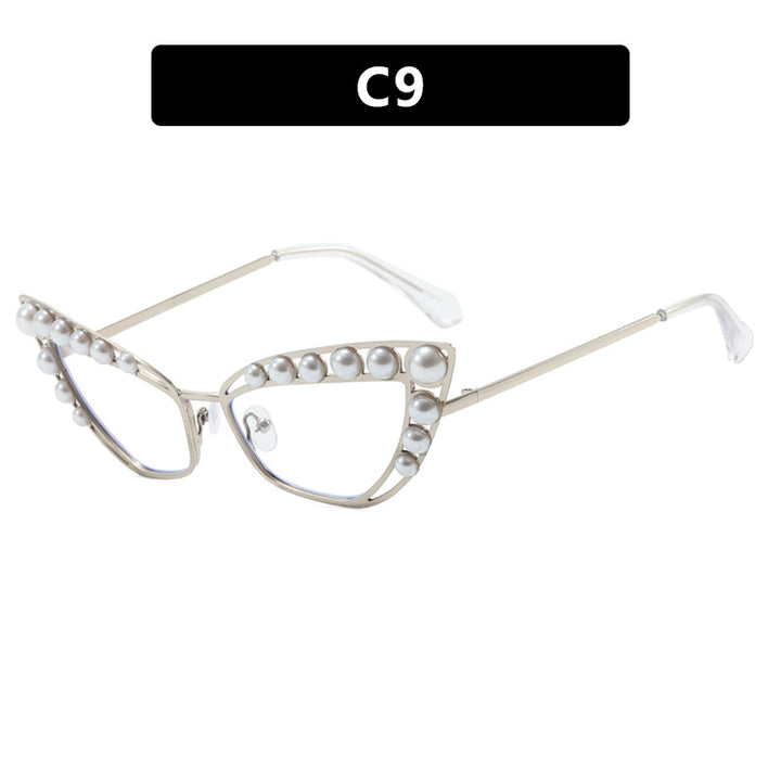 Women's Cat-Eye Sunglasses with Exclusive Pearl Embellished Frame Skanto