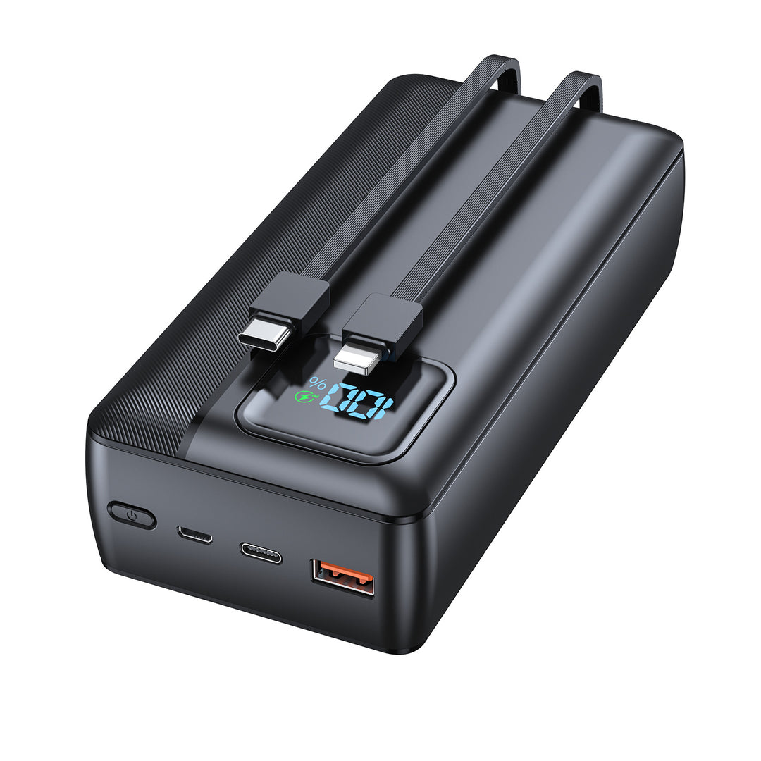 Powerbank med integrerte ladekabler og digital skjerm Skanto