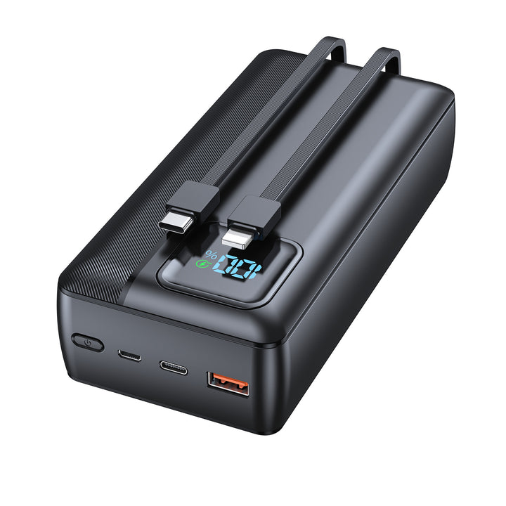 Powerbank med integrert ladekabel og LED-skjerm Skanto