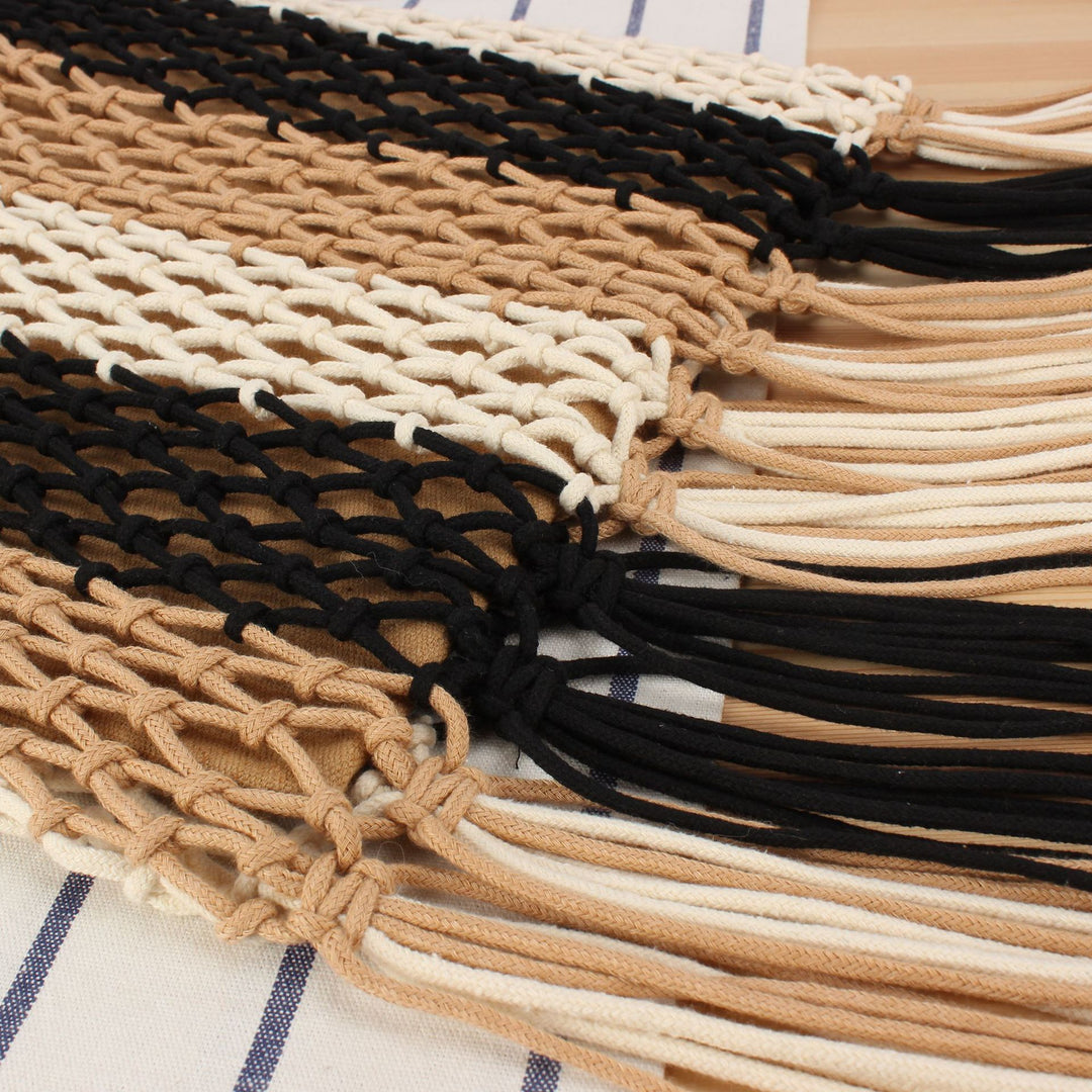 Mesh tote bag with fringe accent Skanto