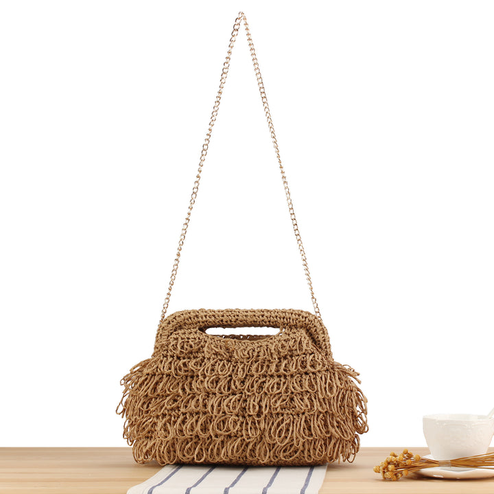 Designer handbag with interwoven macrame structure Skanto