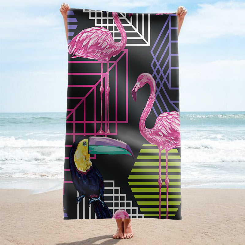 Strandhåndkle med tropisk flamingo-mønster Skanto