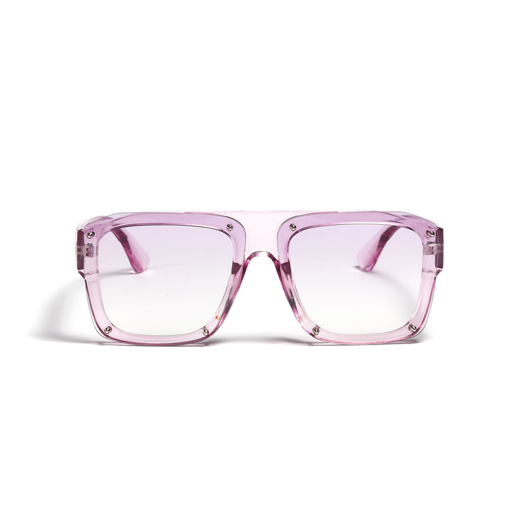 Dame Square-solbriller med modig transparent ramme Skanto