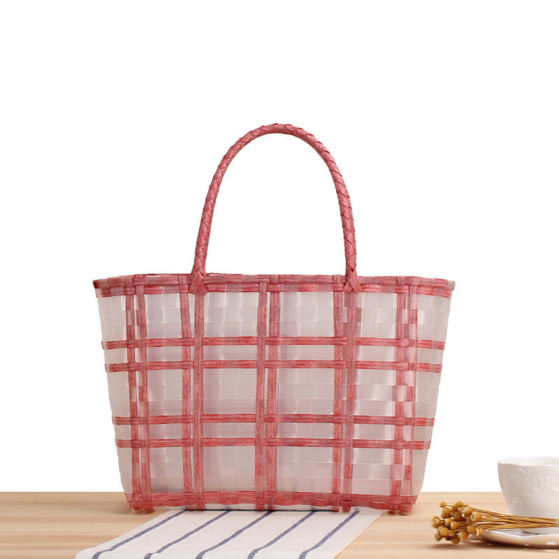 Modern basket bag with refined stripes Skanto