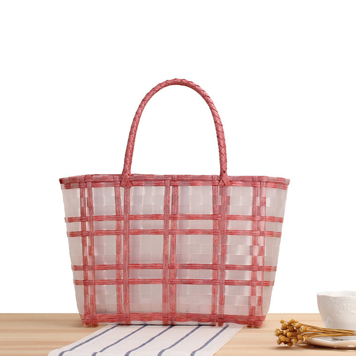 Modern basket bag with refined stripes Skanto