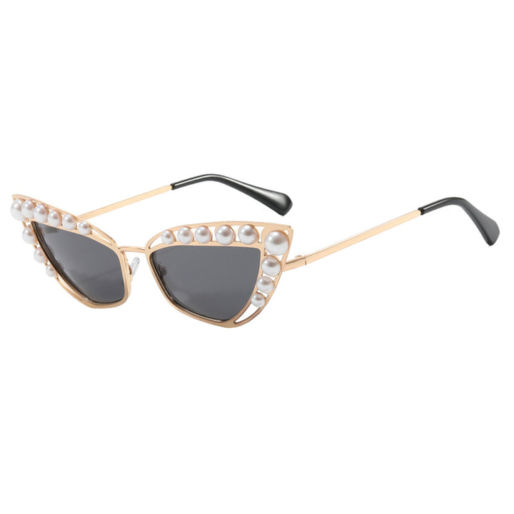Women's Cat-Eye Sunglasses with Exclusive Pearl Embellished Frame Skanto