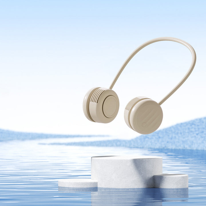 Kjølende handsfree dual-hodet bærbar nakkevifte med fleksibel gåsehals og USB-C opplading Skanto