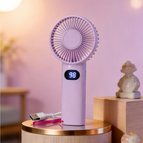 Damehåndvifte med digitalt temperaturdisplay Skanto
