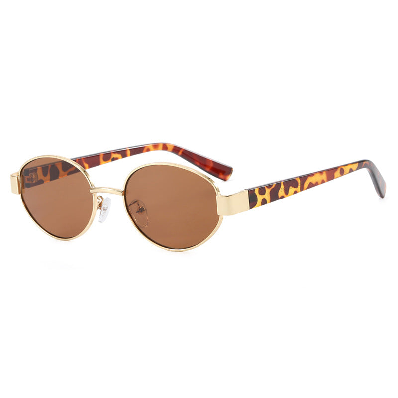 Women's fashionable sunglasses with exclusive leopard print and elegant metal frame Skanto