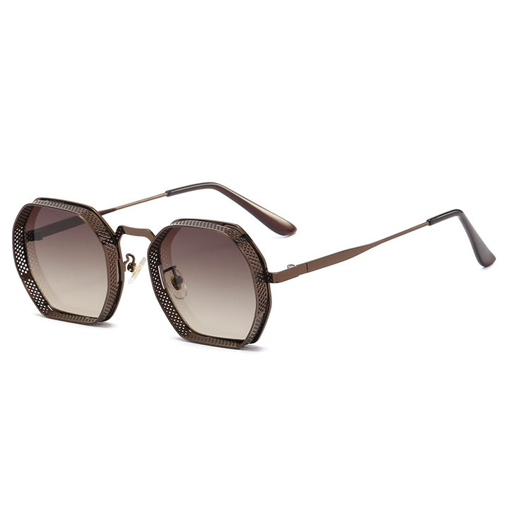 Dame solbrille med unik oktagonal metallramme Skanto