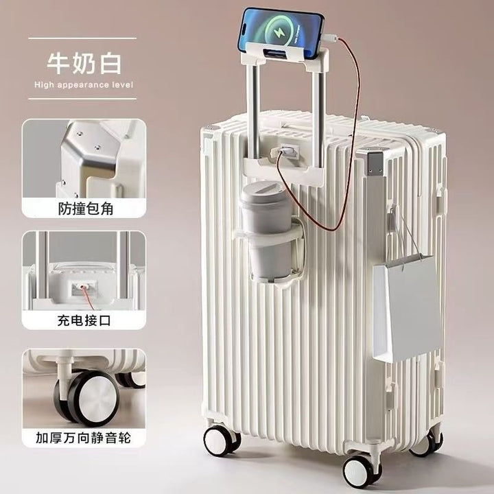 Hardtskal Trolley Med Integrert USB-port Og Innovativ Oppbevaringsplass Skanto