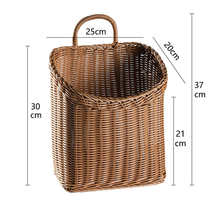 Dame Håndlaget Rattan Oppbevaringskurv med Håndtak Skanto