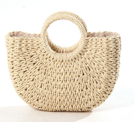 Generous basket bag with charming round handle Skanto