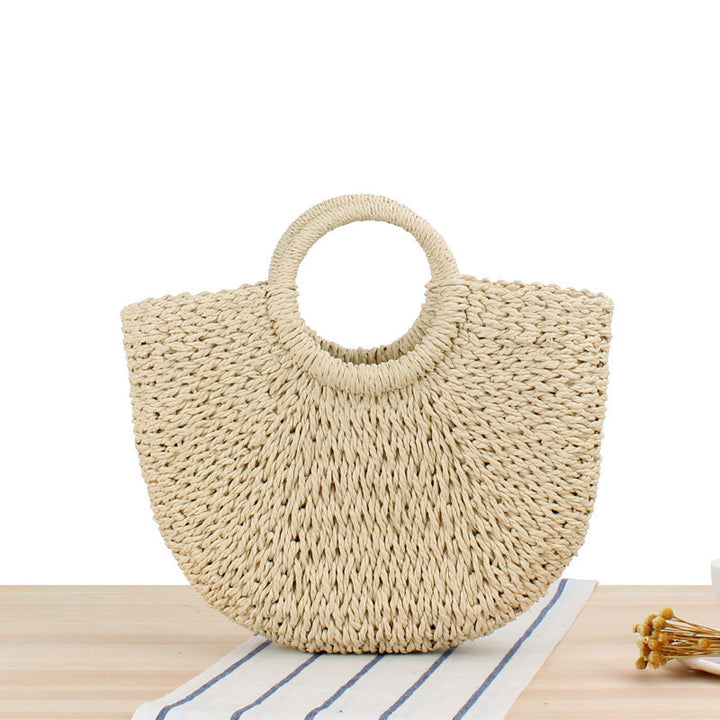 Tote Bag in Sturdy Woven Material with Modern Circle Design Skanto