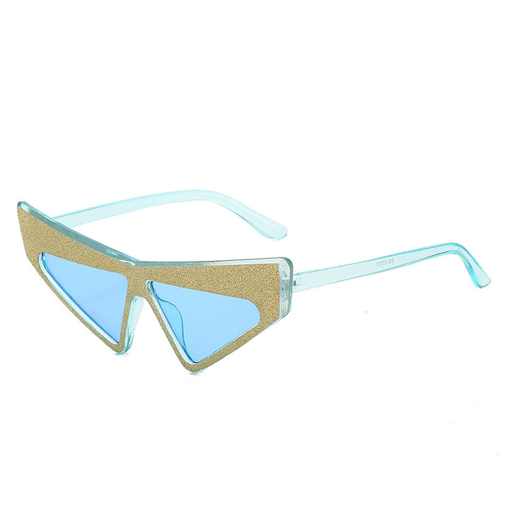 Dame futuristisk solbrille med glitrende ramme Skanto